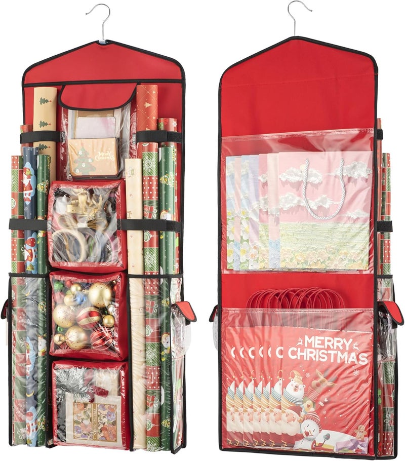 EXLIFBAG Wrapping Paper Storage, Gift Wrap Organizer Holder Double-Sided Hanging Gift Bag Storage Organizer - Image 1